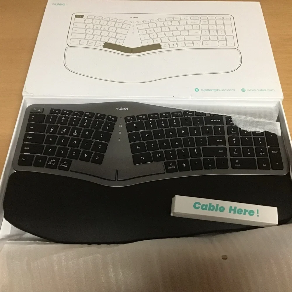 Nulea RT05 Wireless Ergonomic Keyboard Split Keyboard with Wrist Rest USB-C C...